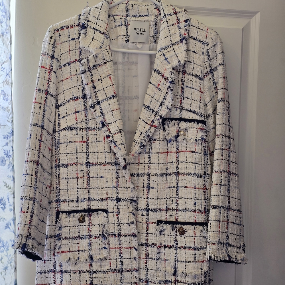 Weill Women's Classic Tweed Blazer - White and Black